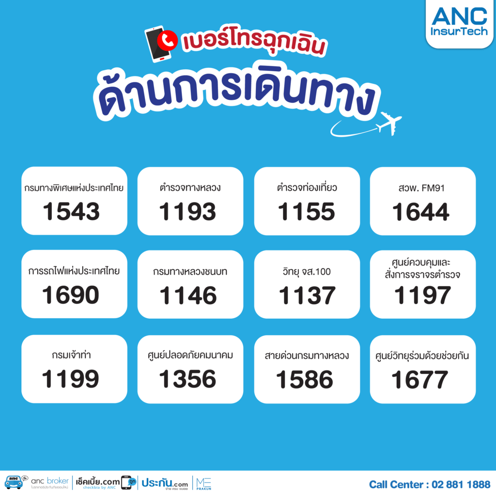 อัพเดทเบอร์ฉุกเฉิน 2568 เบอร์โทรฉุกเฉินด้านการเดินทาง